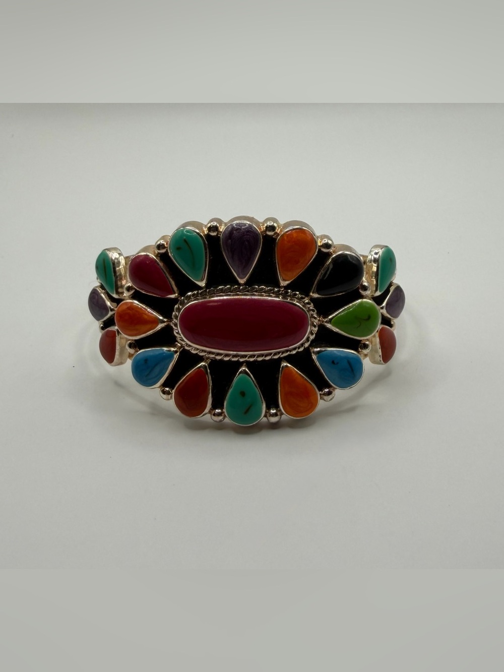 Silver Multi Color Cuff Bracelet